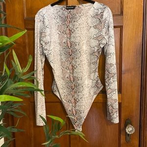 PrettyLittleThing Snakeskin Thong Bodysuit